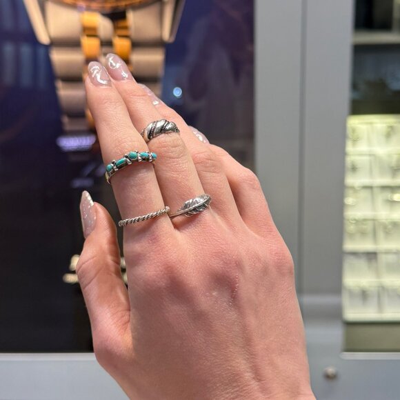 Sterling Silver Kingman Blue Turquoise Zuni Ring - Picture 4 of 7